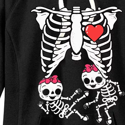 Skeleton Pregnancy Twins XRay Pregnant Halloween Women's Fleece Hoodie