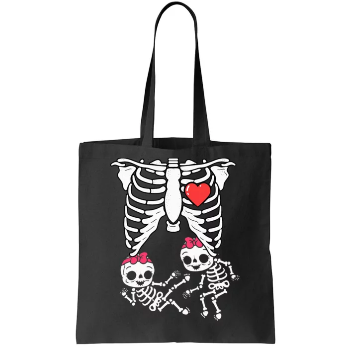 Skeleton Pregnancy Twins XRay Pregnant Halloween Tote Bag