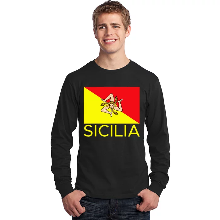 Sicilia Pallermo Triskelion Flag Long Sleeve Shirt