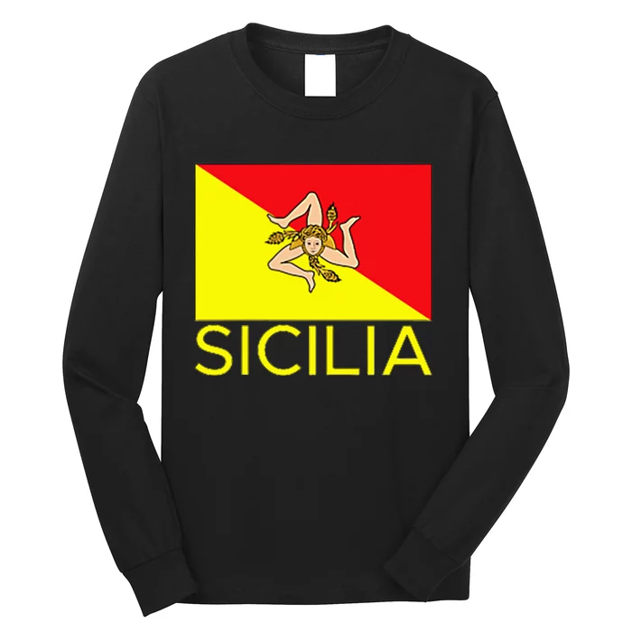 Sicilia Pallermo Triskelion Flag Long Sleeve Shirt