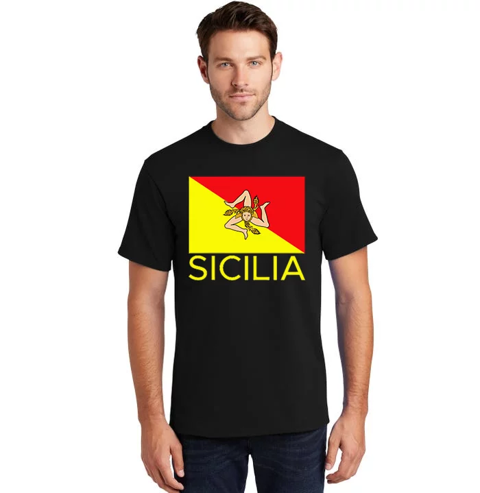 Sicilia Pallermo Triskelion Flag Tall T-Shirt