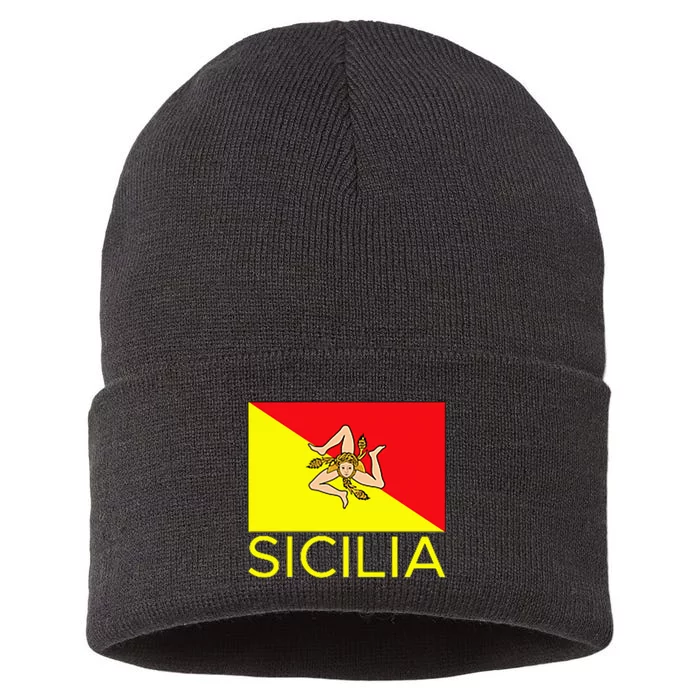 Sicilia Pallermo Triskelion Flag Sustainable Knit Beanie