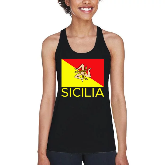 Sicilia Pallermo Triskelion Flag Women's Racerback Tank