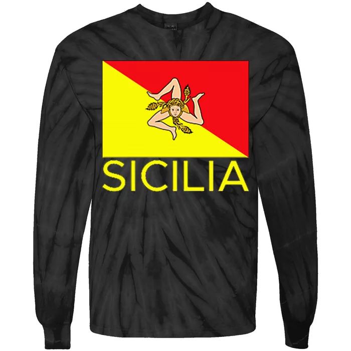 Sicilia Pallermo Triskelion Flag Tie-Dye Long Sleeve Shirt