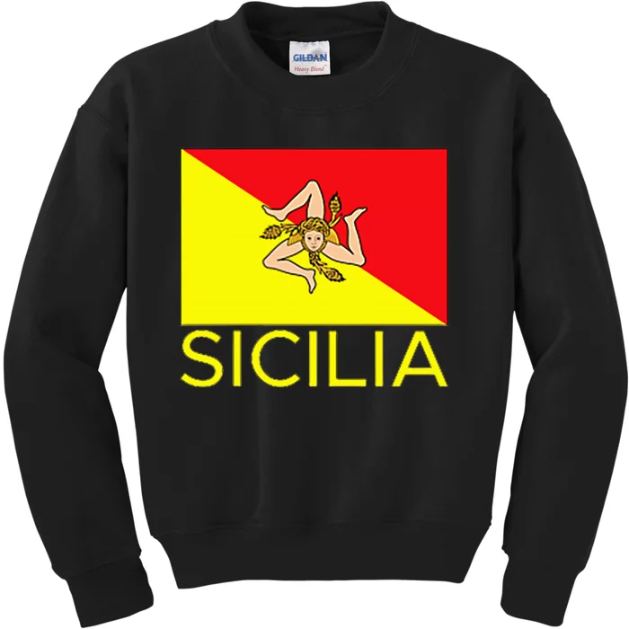 Sicilia Pallermo Triskelion Flag Kids Sweatshirt