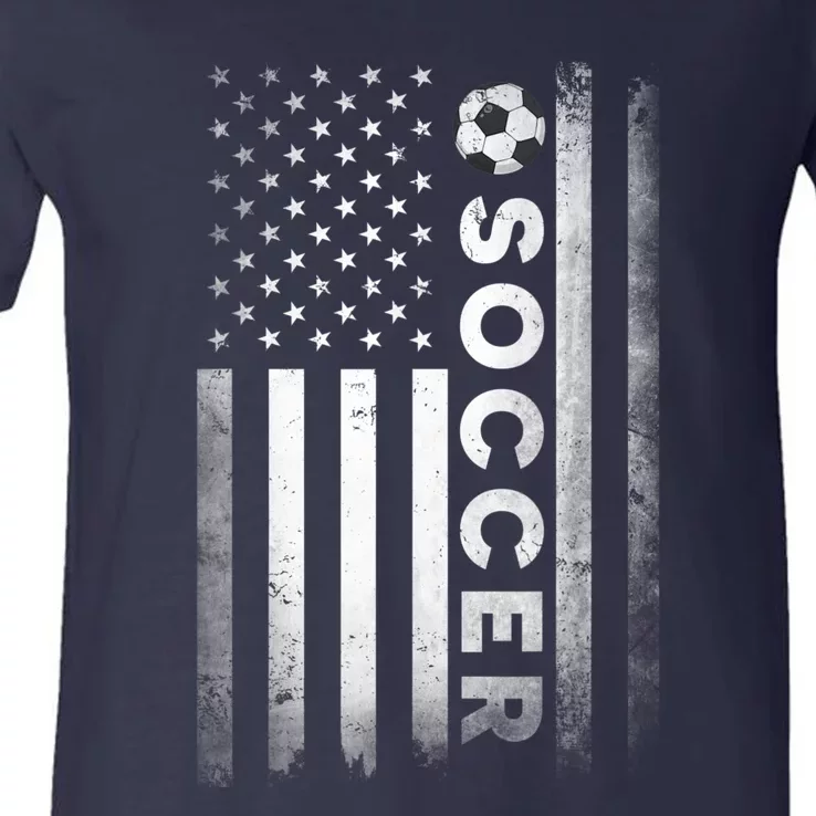 Soccer Player USA US American Flag Girls Boys V-Neck T-Shirt