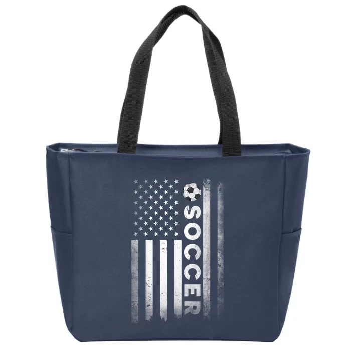 Soccer Player USA US American Flag Girls Boys Zip Tote Bag