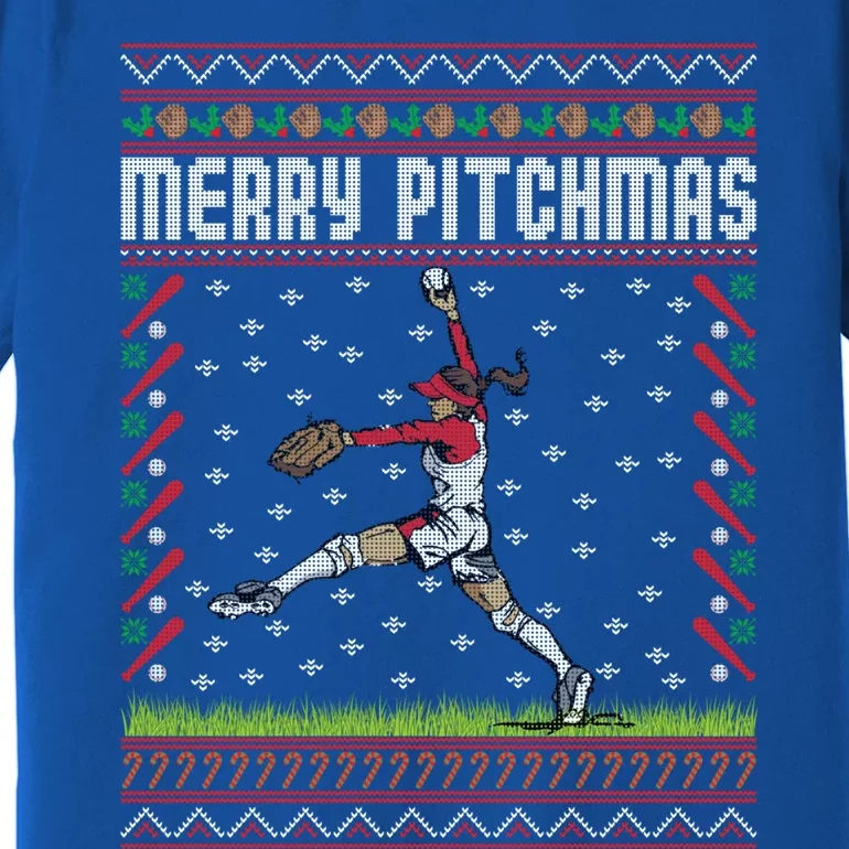 Softball Pitcher Ugly Christmas Gift Holiday Xmas Gift Premium T-Shirt