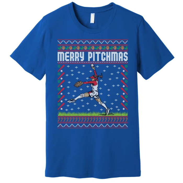 Softball Pitcher Ugly Christmas Gift Holiday Xmas Gift Premium T-Shirt