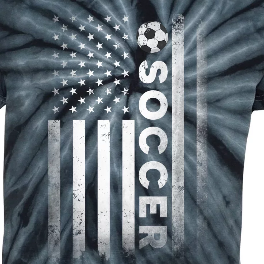 Soccer Player USA US American Flag Girls Boys Kids Tie-Dye T-Shirt