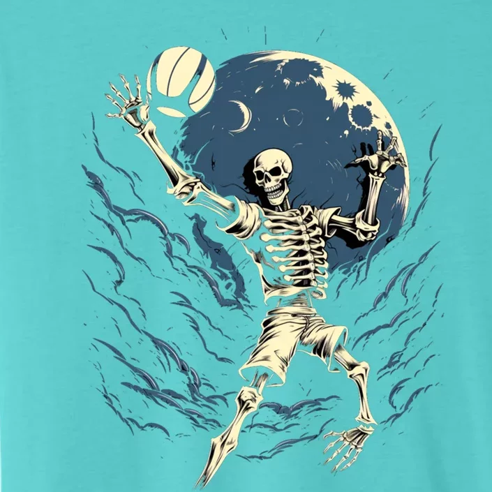 Skeleton Playing Volleyball Halloween Volleyball Player Gift ChromaSoft Performance T-Shirt