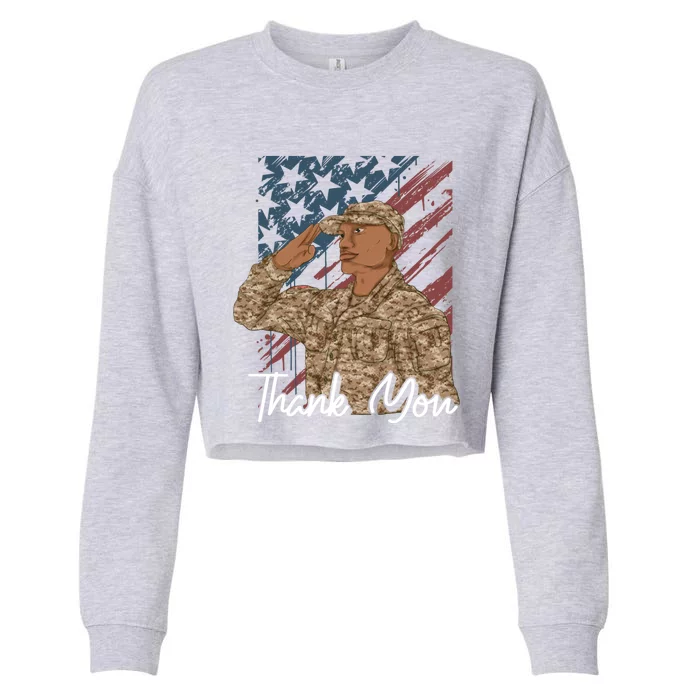 Soldier Patriotic Veteran Us Flag American Memorial Day Gift Cropped Pullover Crew