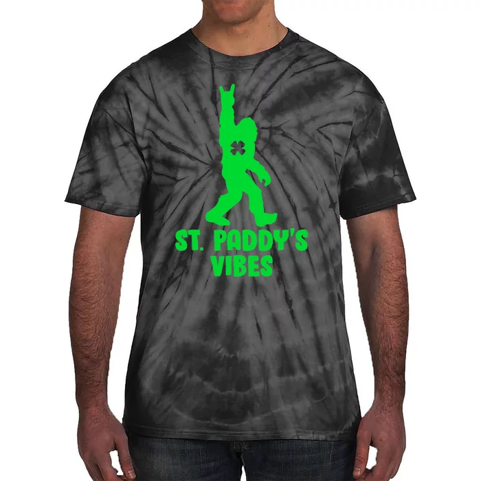 St Paddys Vibes Funny Bigfoot St Patricks Day Tie-Dye T-Shirt