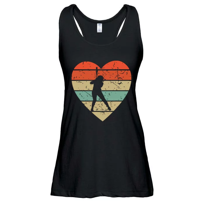 Softball Player Vintage Design Retro Baseball Heart Sport Ladies Essential Flowy Tank