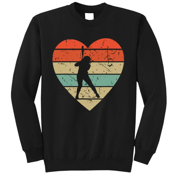 Softball Player Vintage Design Retro Baseball Heart Sport Tall Sweatshirt