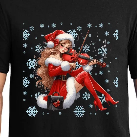 Santa Playing Violin Christmas Cute Holiday Musician Gift Pajama Set