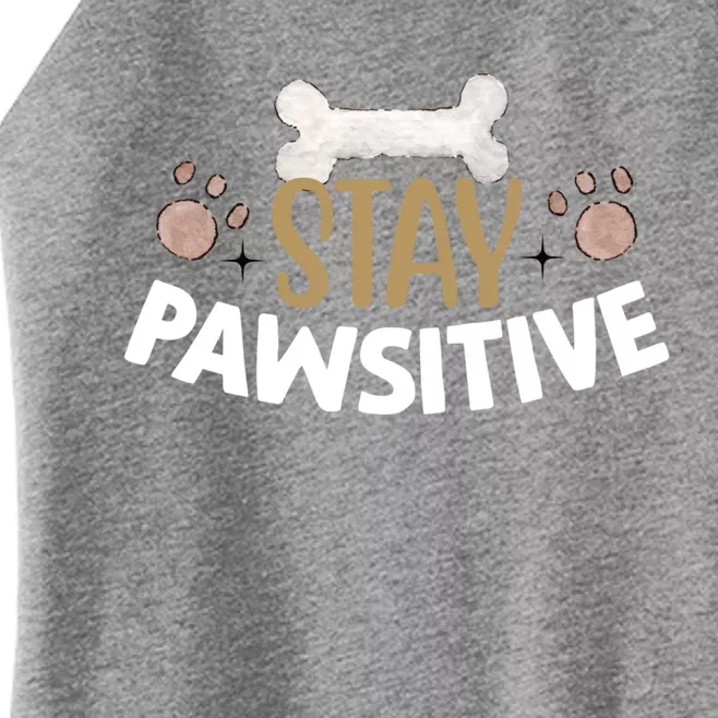 Stay Pawsitive With Bone And Paw Print Gift Women’s Perfect Tri Rocker Tank