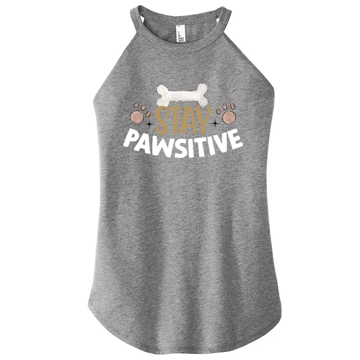 Stay Pawsitive With Bone And Paw Print Gift Women’s Perfect Tri Rocker Tank