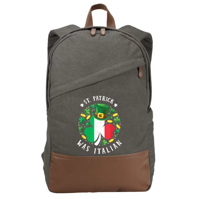 St Patrick Was Italian St. Patrick's Day Shamrock Cotton Canvas Backpack