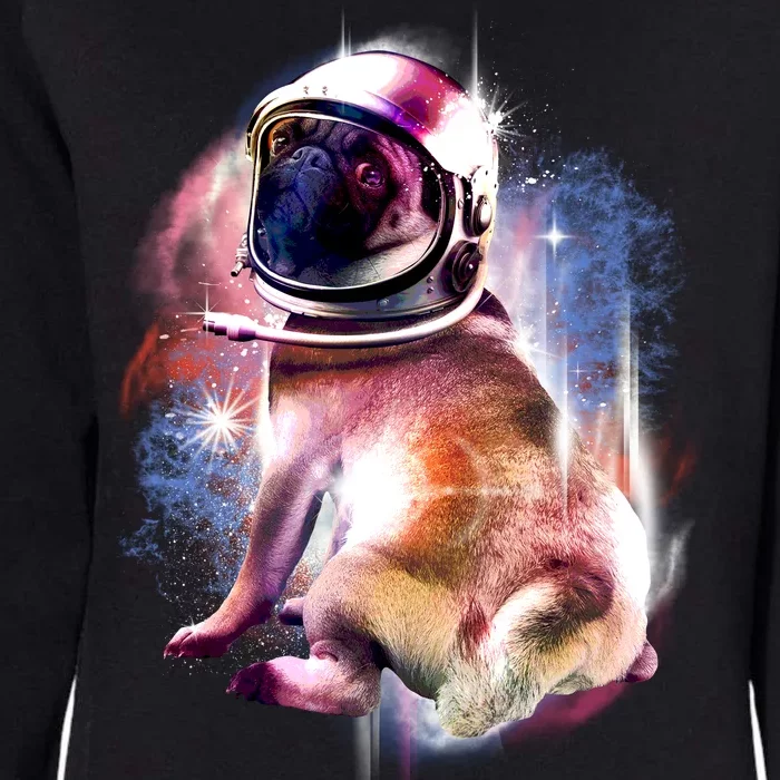 Space Pug Wearing Helmet Womens California Wash Sweatshirt