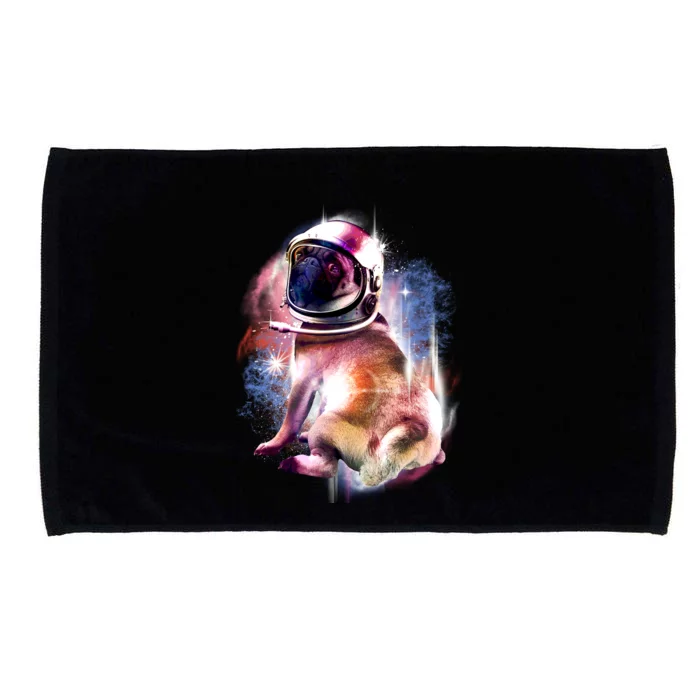 Space Pug Wearing Helmet Microfiber Hand Towel