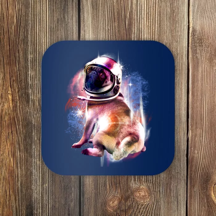 Space Pug Wearing Helmet Coaster