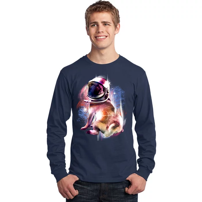 Space Pug Wearing Helmet Tall Long Sleeve T-Shirt