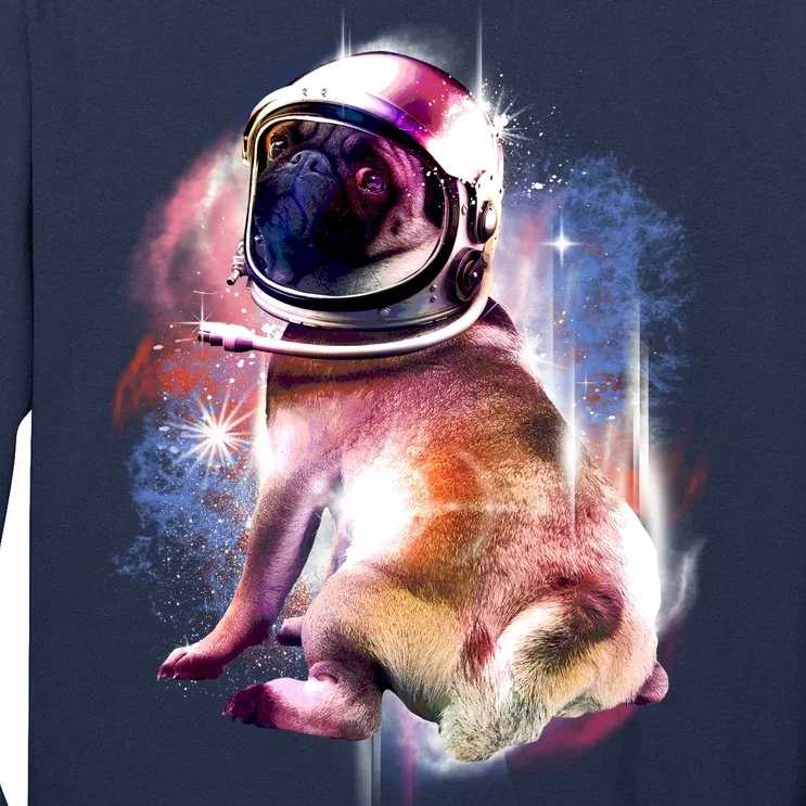 Space Pug Wearing Helmet Tall Long Sleeve T-Shirt