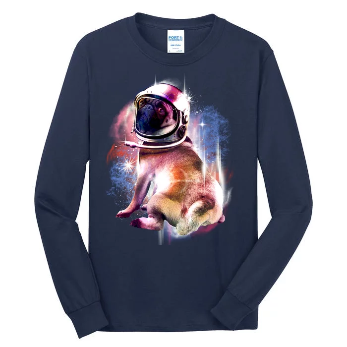 Space Pug Wearing Helmet Tall Long Sleeve T-Shirt