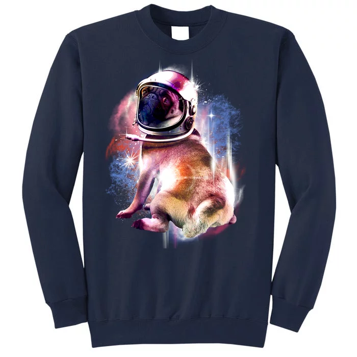 Space Pug Wearing Helmet Tall Sweatshirt