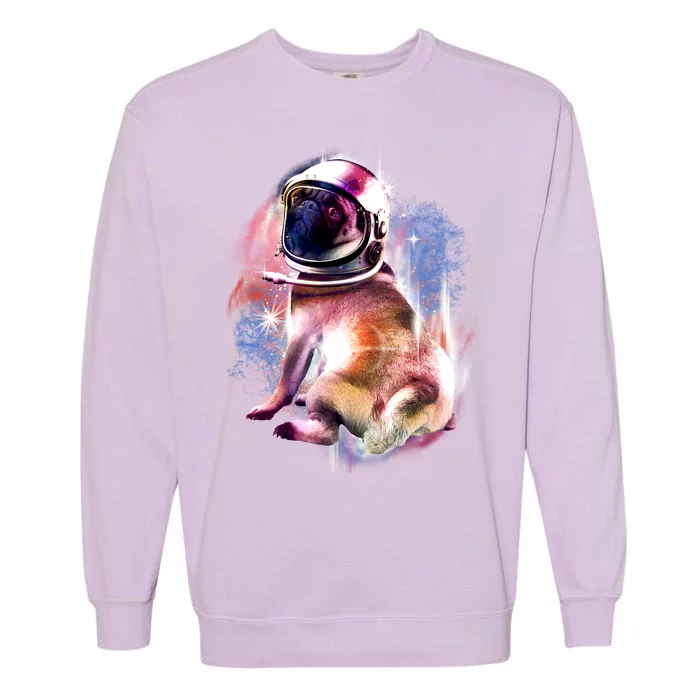 Space Pug Wearing Helmet Garment-Dyed Sweatshirt