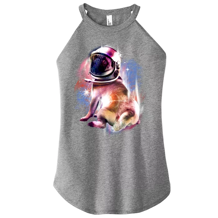 Space Pug Wearing Helmet Women’s Perfect Tri Rocker Tank