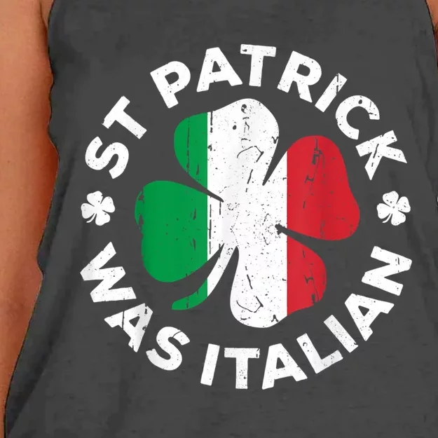 St Patrick Was Italian Shamrock Italy Flag Women's Knotted Racerback Tank