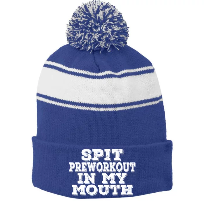 Spit Pre Workout In My Mouth Spit Preworkout In My Mouth Stripe Pom Pom Beanie