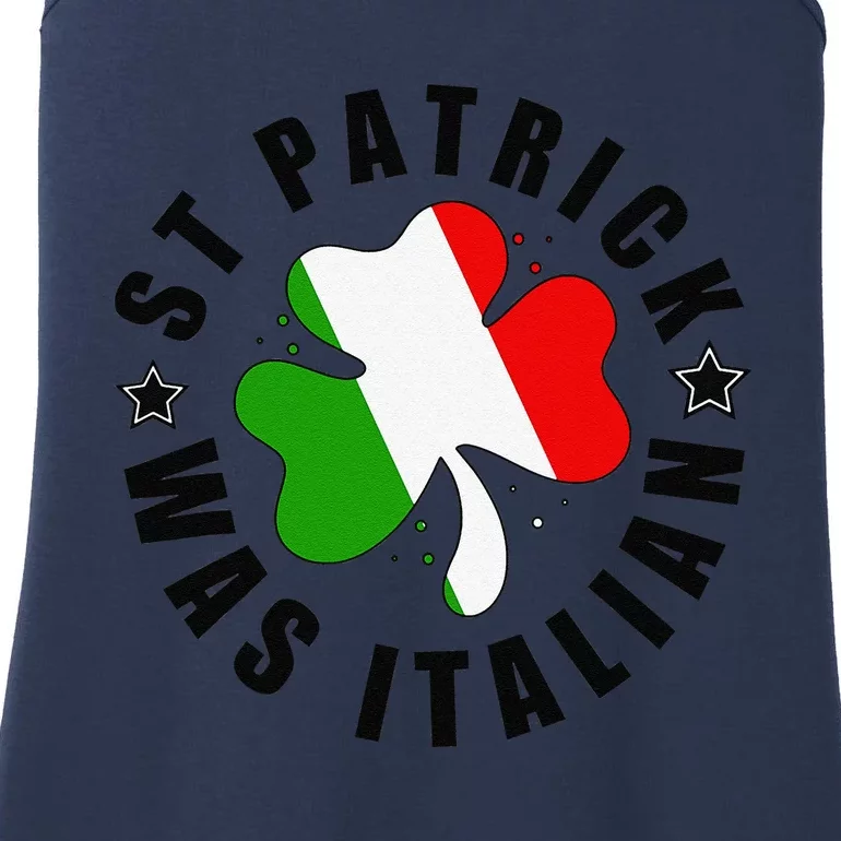 St. Patrick Was Italian Shamrock Italy Flag Funny Design Ladies Essential Tank