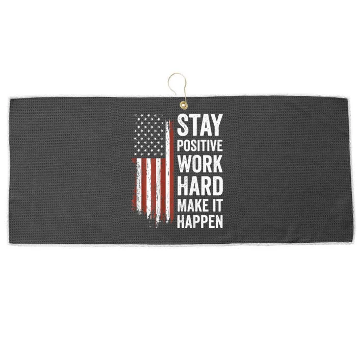 Stay Positive Work Hard Make It Happen Motivation Large Microfiber Waffle Golf Towel