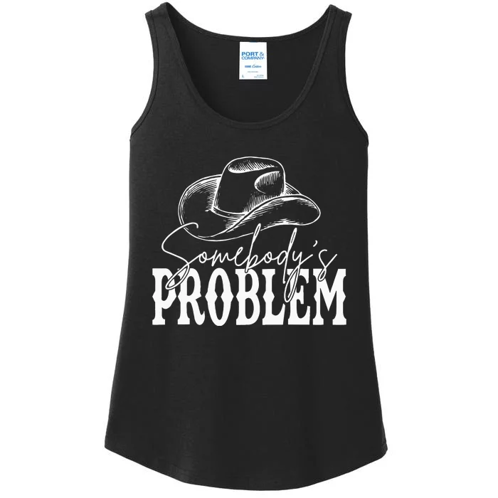 Somebodys Problem Western Country Cowboy Morgan Fan Ladies Essential Tank