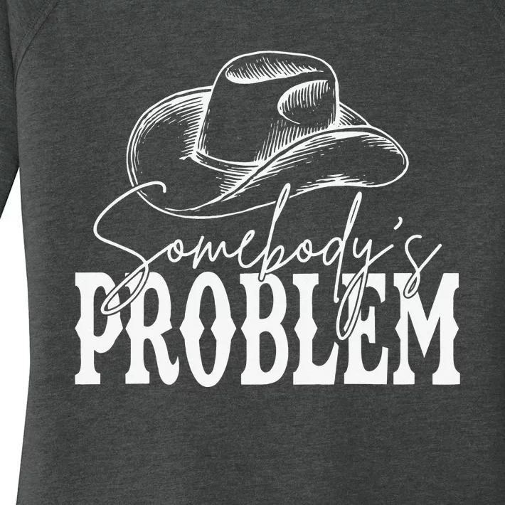 Somebody's Problem Western Country Cow Morgan Fan Women's Perfect Tri Tunic Long Sleeve Shirt