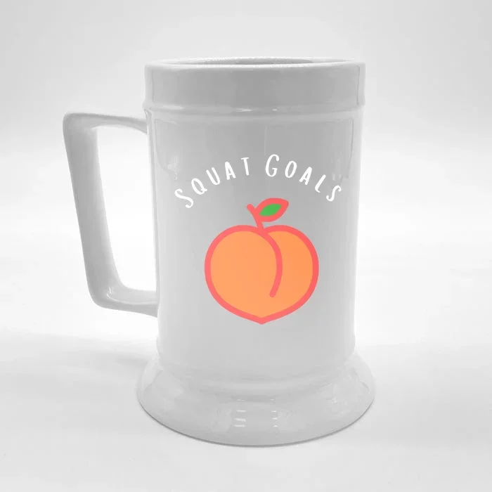 Squat Peach Workout Gym Goals Squats Gift Front & Back Beer Stein