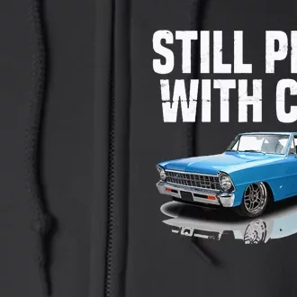 Still Plays With Cars 1967 1969 1972 Blue Muscle Car Full Zip Hoodie