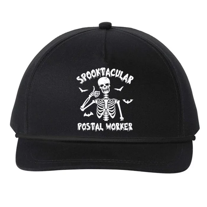 Spooktacular Postal Worker Funny Skeleton Halloween Gift Snapback Five-Panel Rope Hat