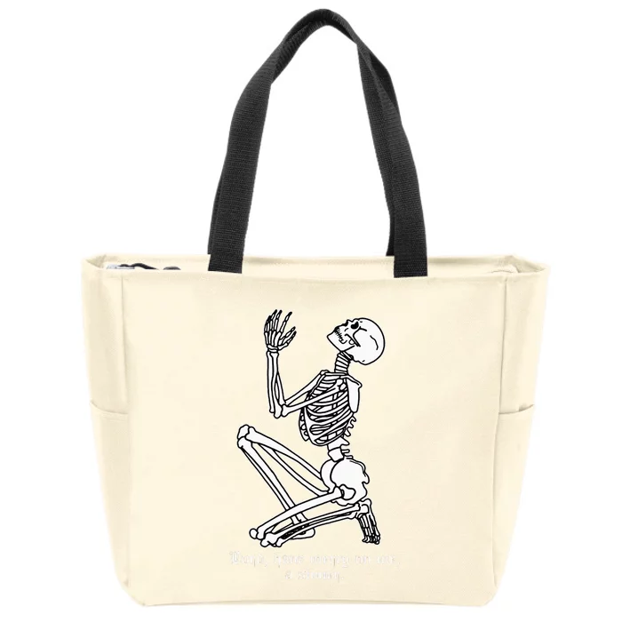 Skeleton Praying X Lord Have Mercy Sinner Gothic Blackwork Zip Tote Bag