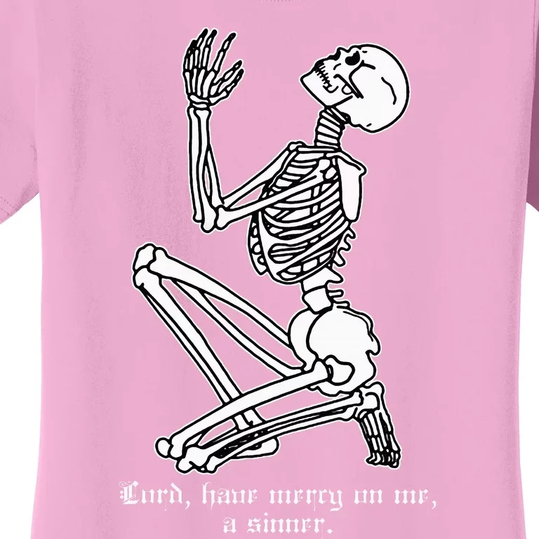 Skeleton Praying X Lord Have Mercy Sinner Gothic Blackwork Women's T-Shirt