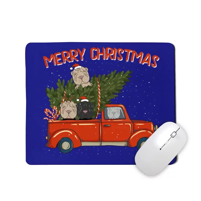 Shar Pei Xmas Vintage Red Pickup Retro Truck Gift Mousepad