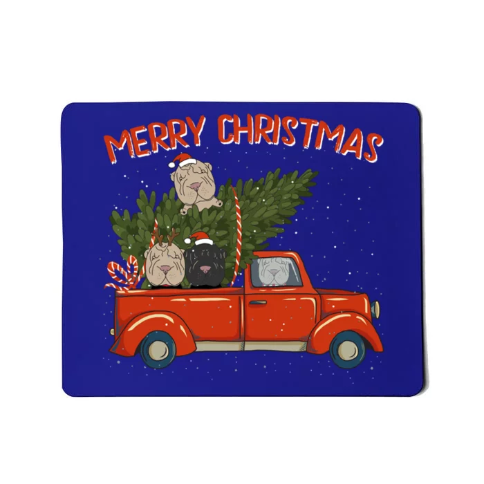 Shar Pei Xmas Vintage Red Pickup Retro Truck Gift Mousepad