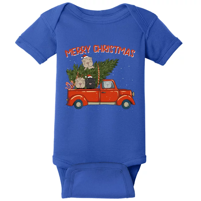 Shar Pei Xmas Vintage Red Pickup Retro Truck Gift Baby Bodysuit