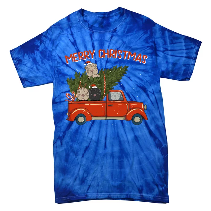 Shar Pei Xmas Vintage Red Pickup Retro Truck Gift Tie-Dye T-Shirt