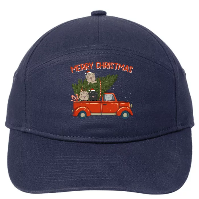 Shar Pei Xmas Vintage Red Pickup Retro Truck Gift 7-Panel Snapback Hat