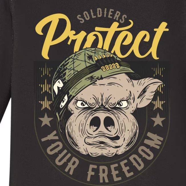 Soldiers Protect Your Freedom Baby Long Sleeve Bodysuit