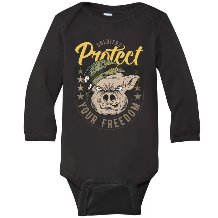 Soldiers Protect Your Freedom Baby Long Sleeve Bodysuit